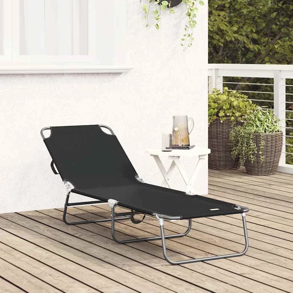 Zložljiv ležalnik Črna 188 x 57 x 86,5 cm Poliester - slika 3