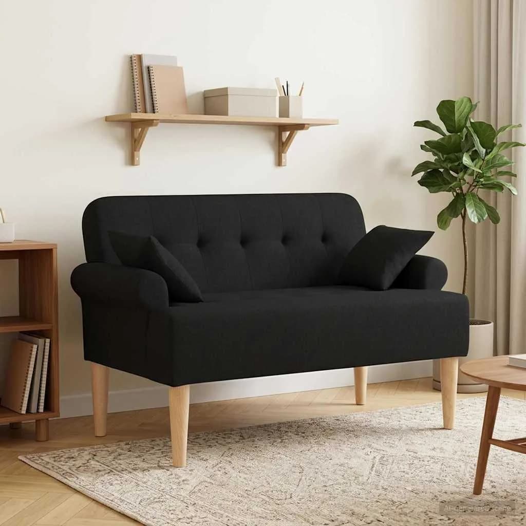 Dvojnica s gumbi Črna 120 x 65 x 79 cm Blago