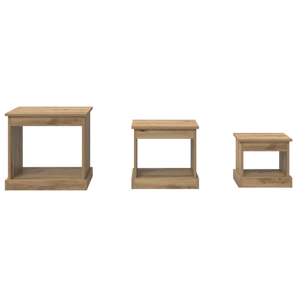 Klubska miza 3 kos Umetni hrast 48 x 45 x 45 cm Inženirski les - slika 5