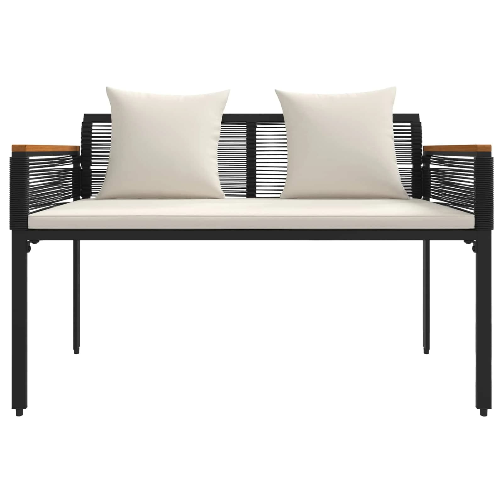 Zunanja klop Črna in krem bela 117 x 54 x 74.5 cm poli ratan - slika 5