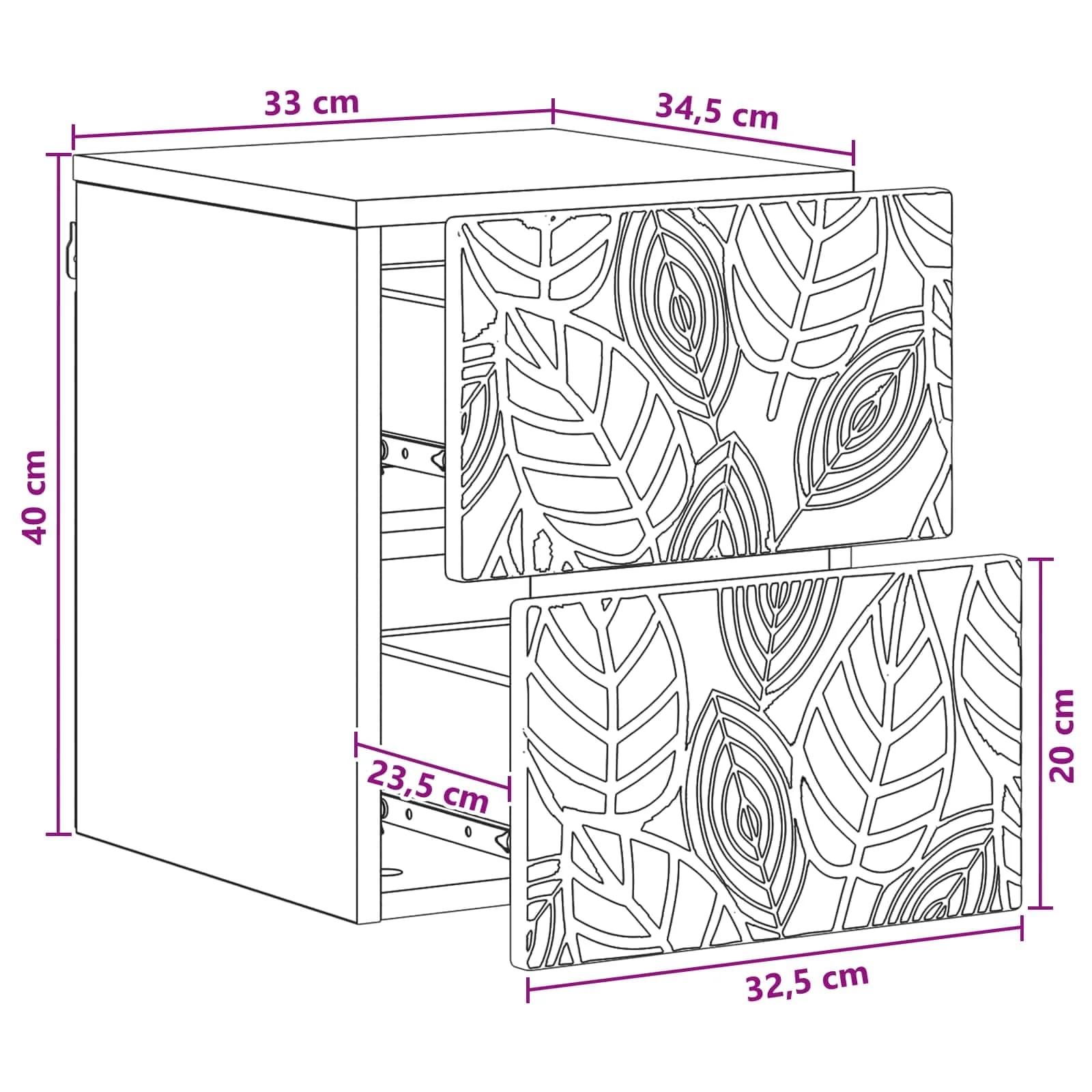 Stenski nočni omarici 2 kos Sonoma hrast 34,5 x 33 x 40 cm - slika 11
