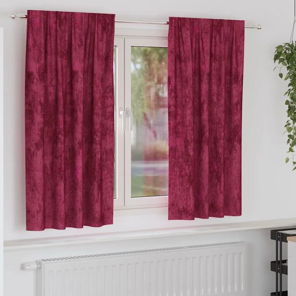 Velvete zavese 2 kos vinsko rdeča 175 x 140 cm Žamet