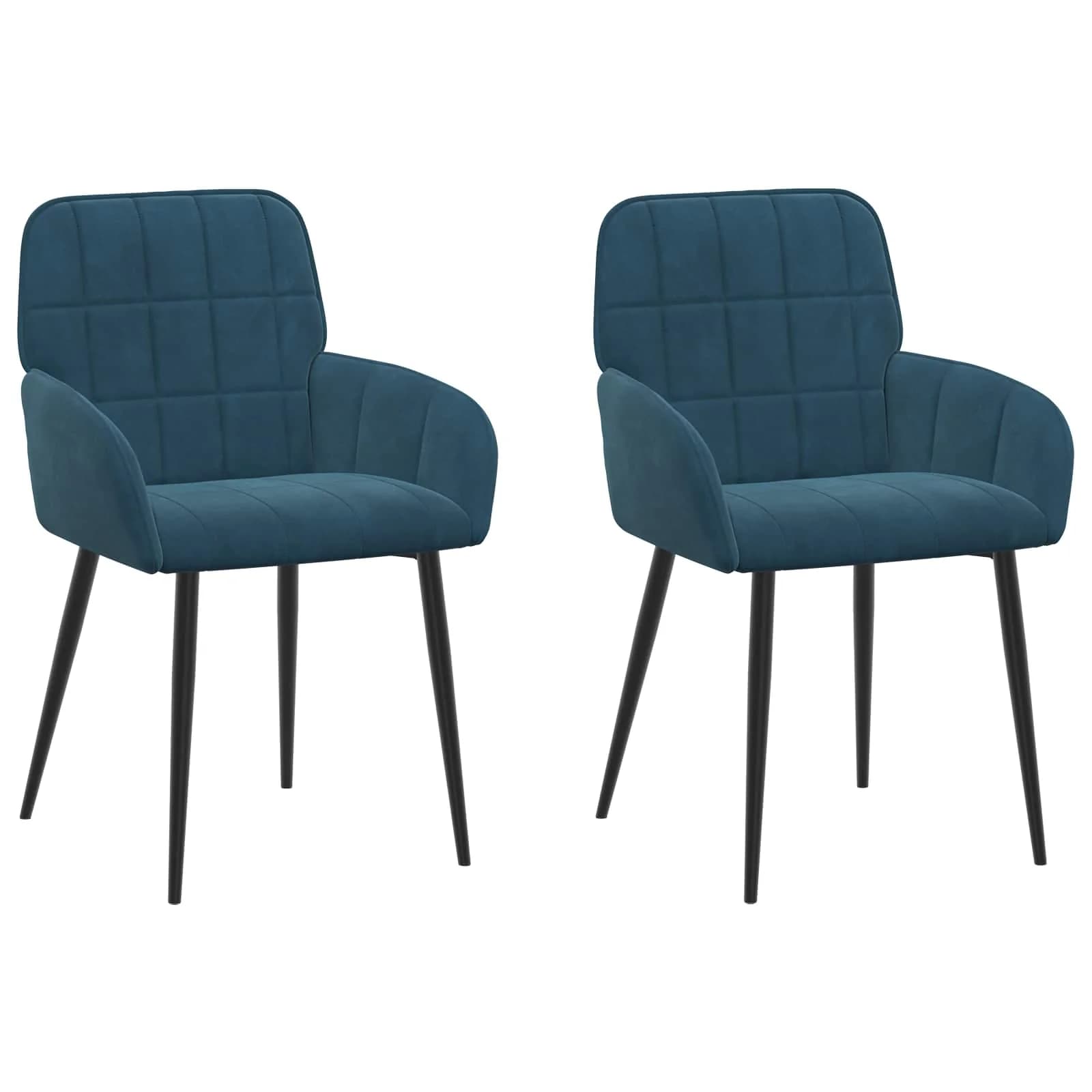Jedilni stoli 2 kos Žamet Modra 57 x 50 x 85 cm - slika 2