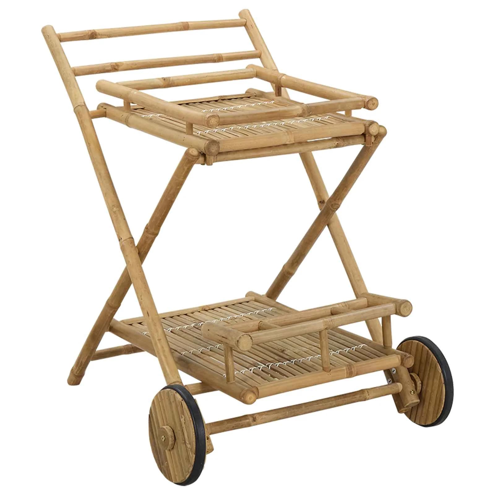 Voziček za postrežbo z kolesi Naravna 79 x 67,5 x 84 cm Bambus - slika 2