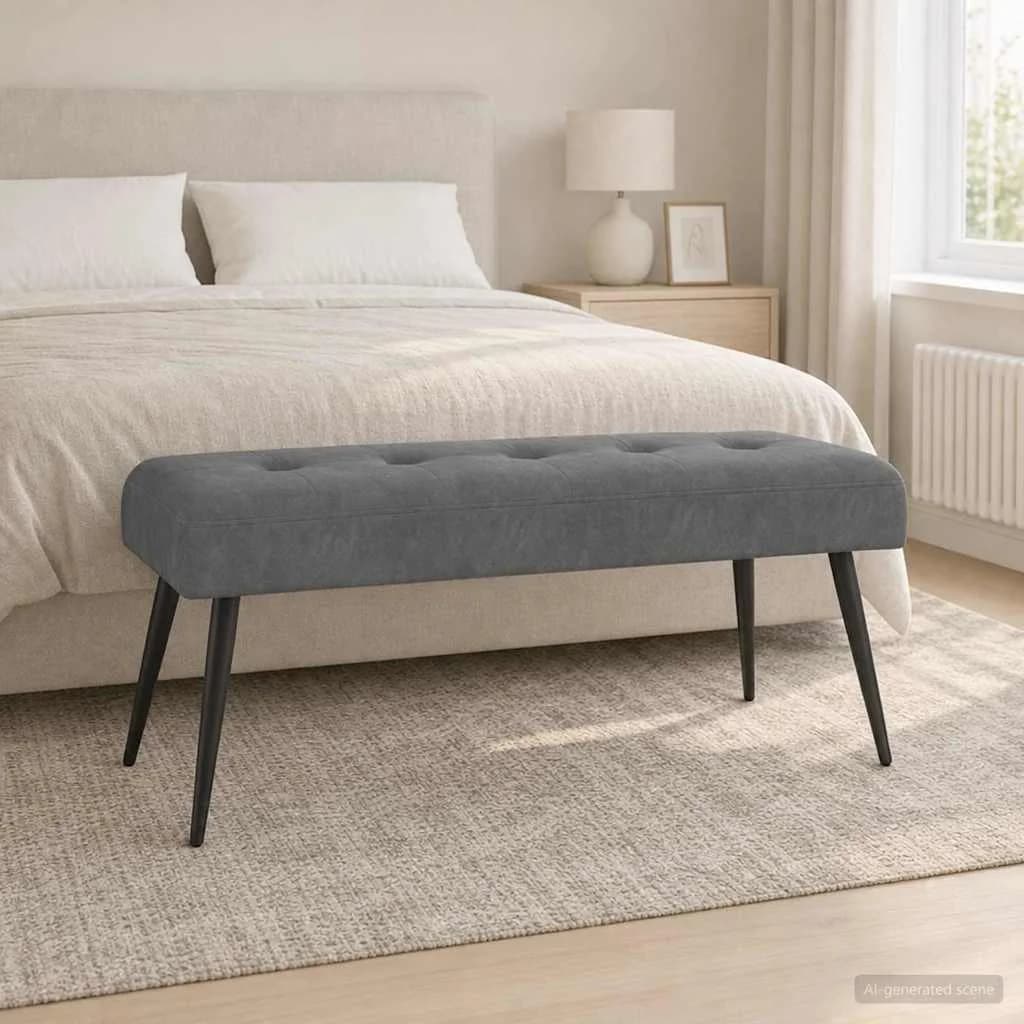 Klop s gumbnim oblazinjenjem Temno siva 110 x 40 x 46 cm Žamet - slika 4