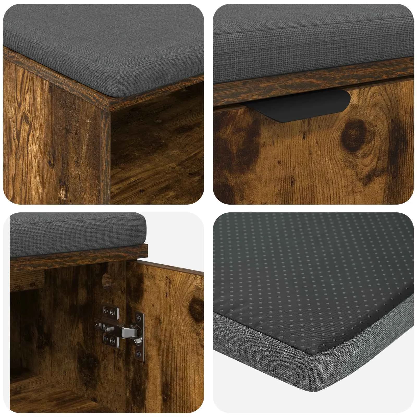 Haldna klop z blazino s polico Dimljeni Hrast 100 x 38 x 46 cm - slika 9
