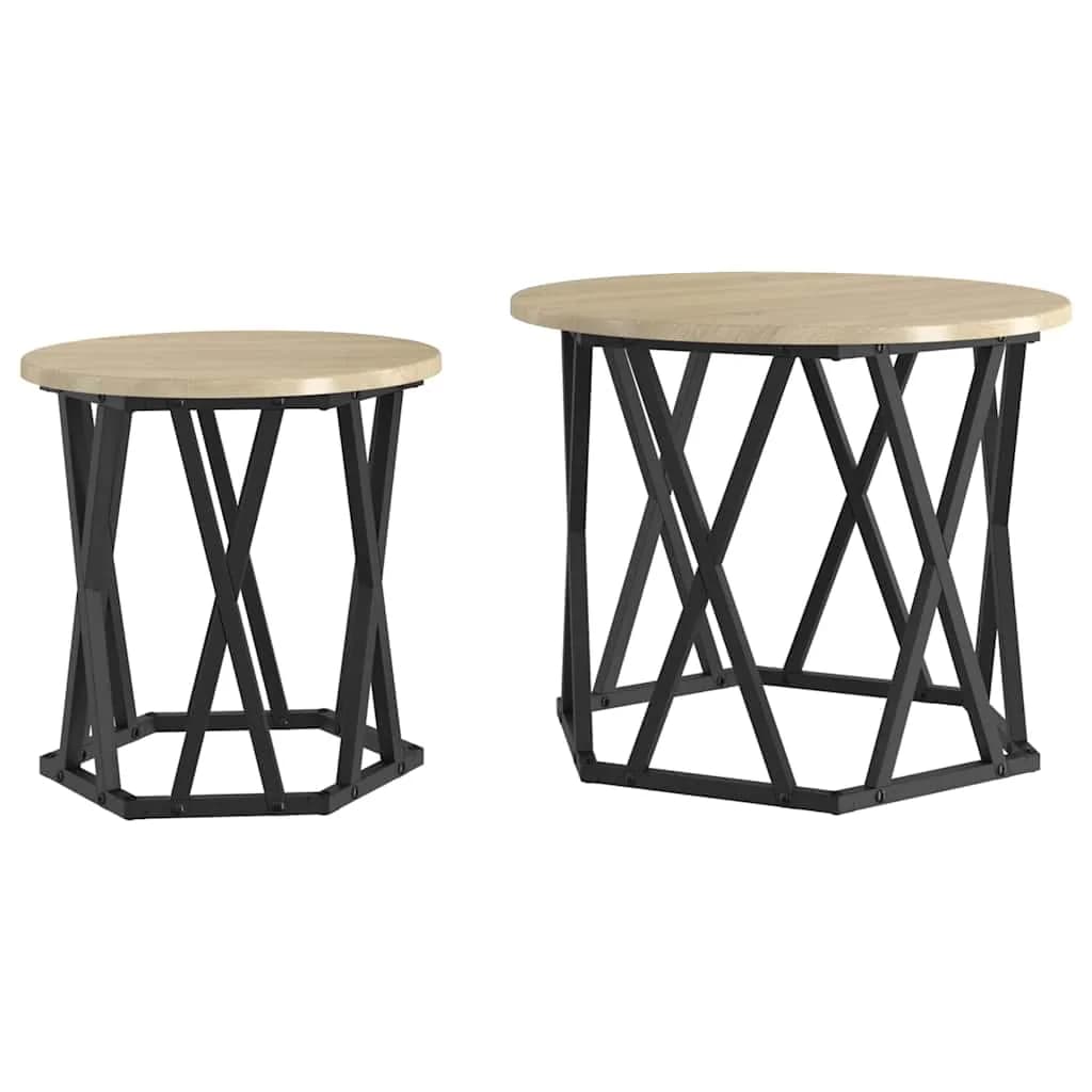 Stranska miza 2 kos Sonoma hrast 50 x 50 x 40 cm - slika 2