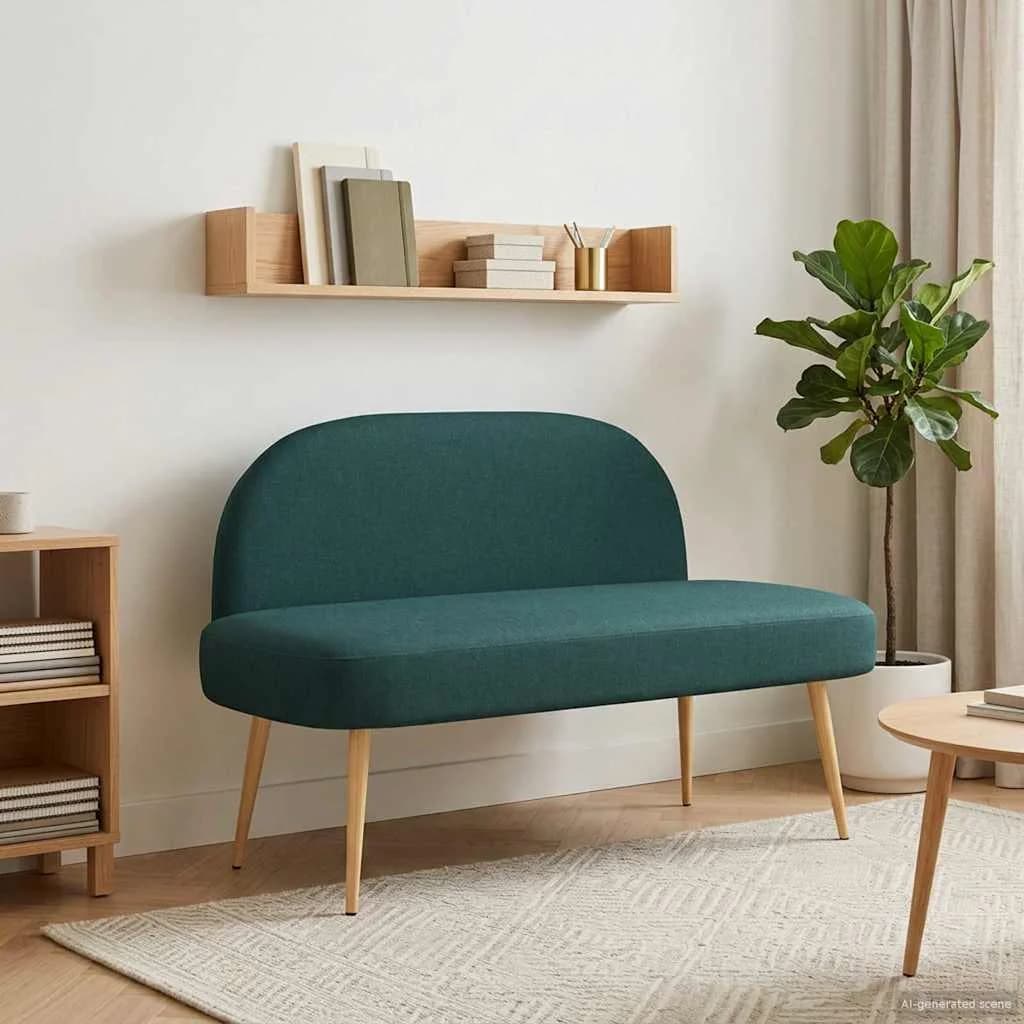 Oblazinjena klop z naslonom Temno zelena 110 x 60 x 76 cm