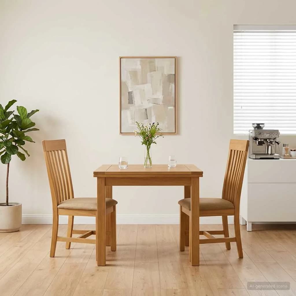 Jedilni stol 2 kos Masivno hrastovo les Bež 45 x 59,5 x 100 cm