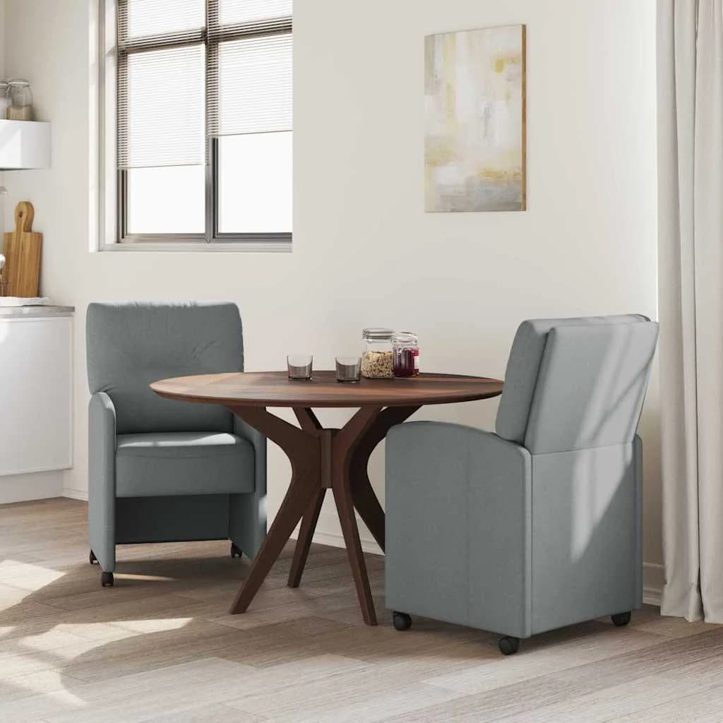 Jedilni stoli s kolesi 2 kos blago Svetlo siva 57 x 67 x 95 cm - slika 3