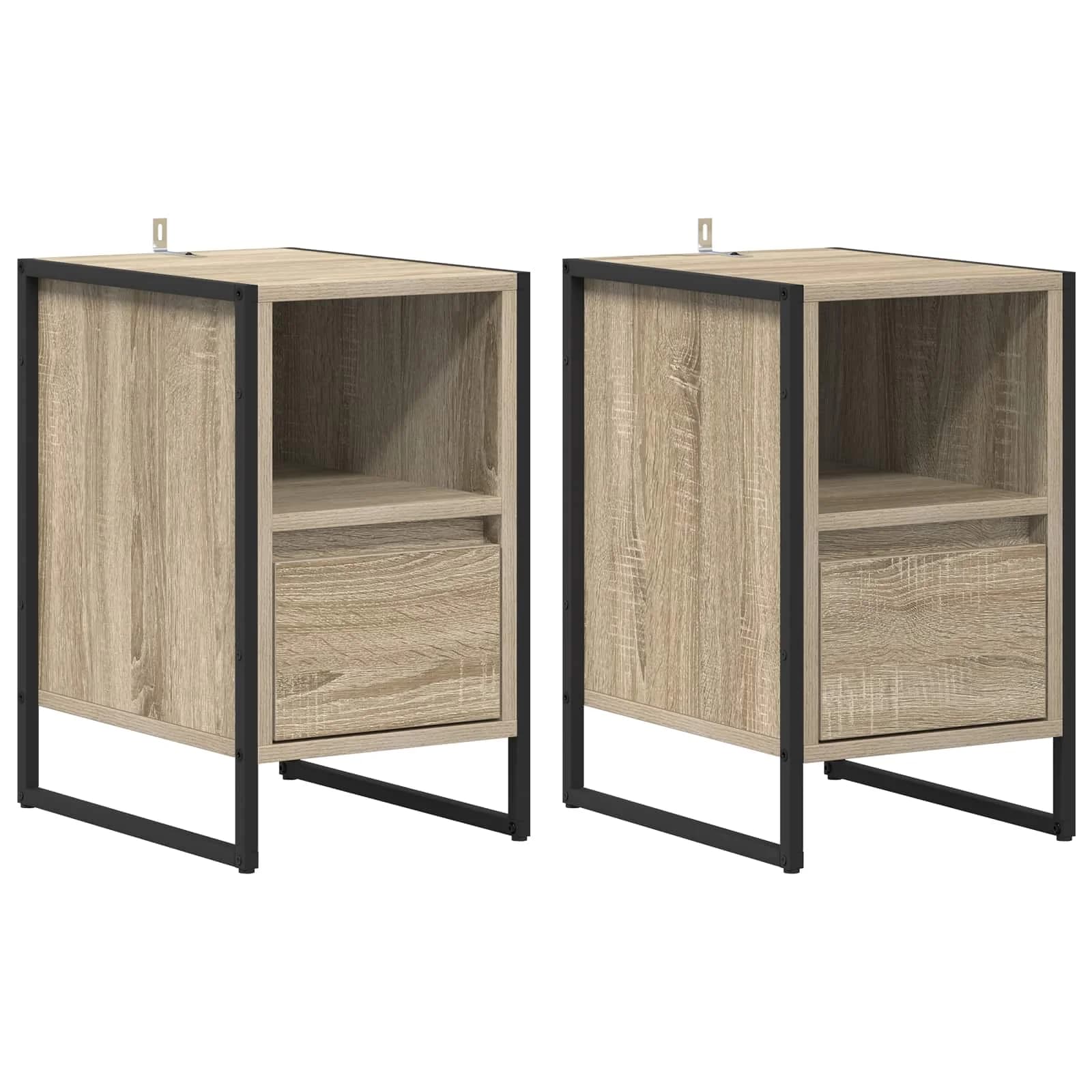 Nočna omarica 2 kos Sonoma 39,5 x 30 x 50 cm Inženirski les - slika 2