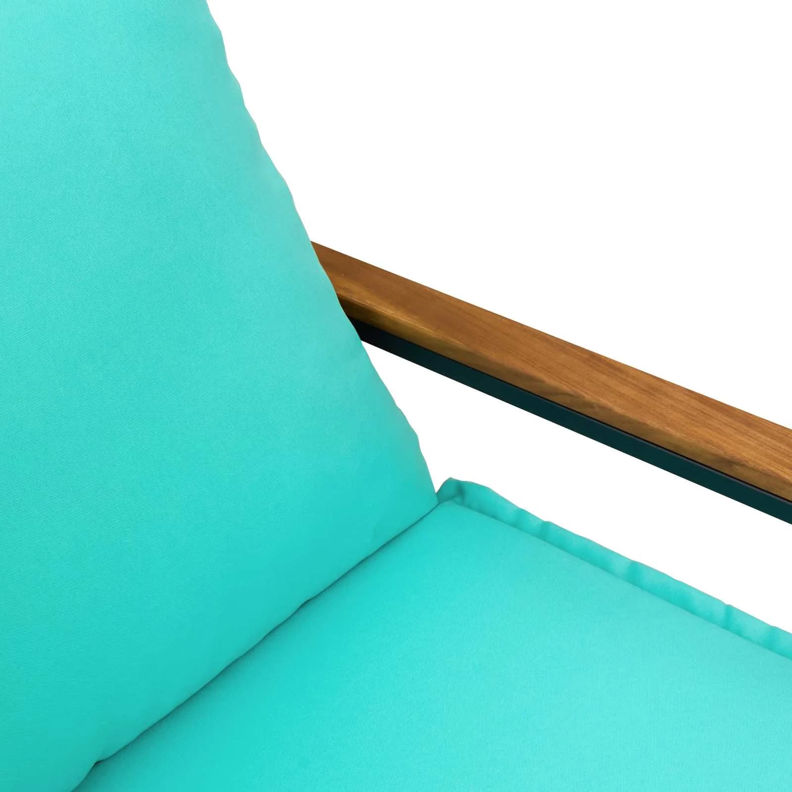 klop z blazino Črna in turkizna 115 x 65 x 72 cm Ratan - slika 8