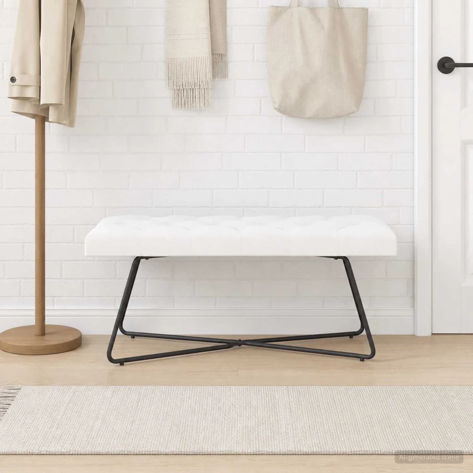 Klop s gumbnim oblazinjenjem Bela 110 x 40 x 46 cm Blago - slika 3
