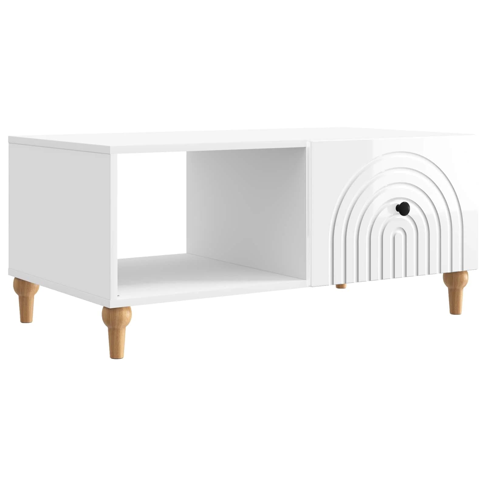Klubska miza Bela visok sijaj 90 x 50 x 40 cm Inženirski les - slika 2