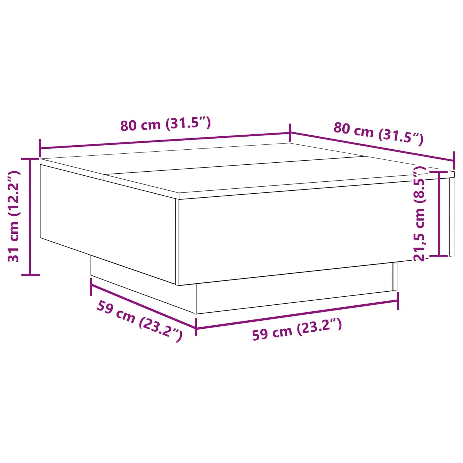 Klubska miza Star les 80 x 80 x 31 cm - slika 10