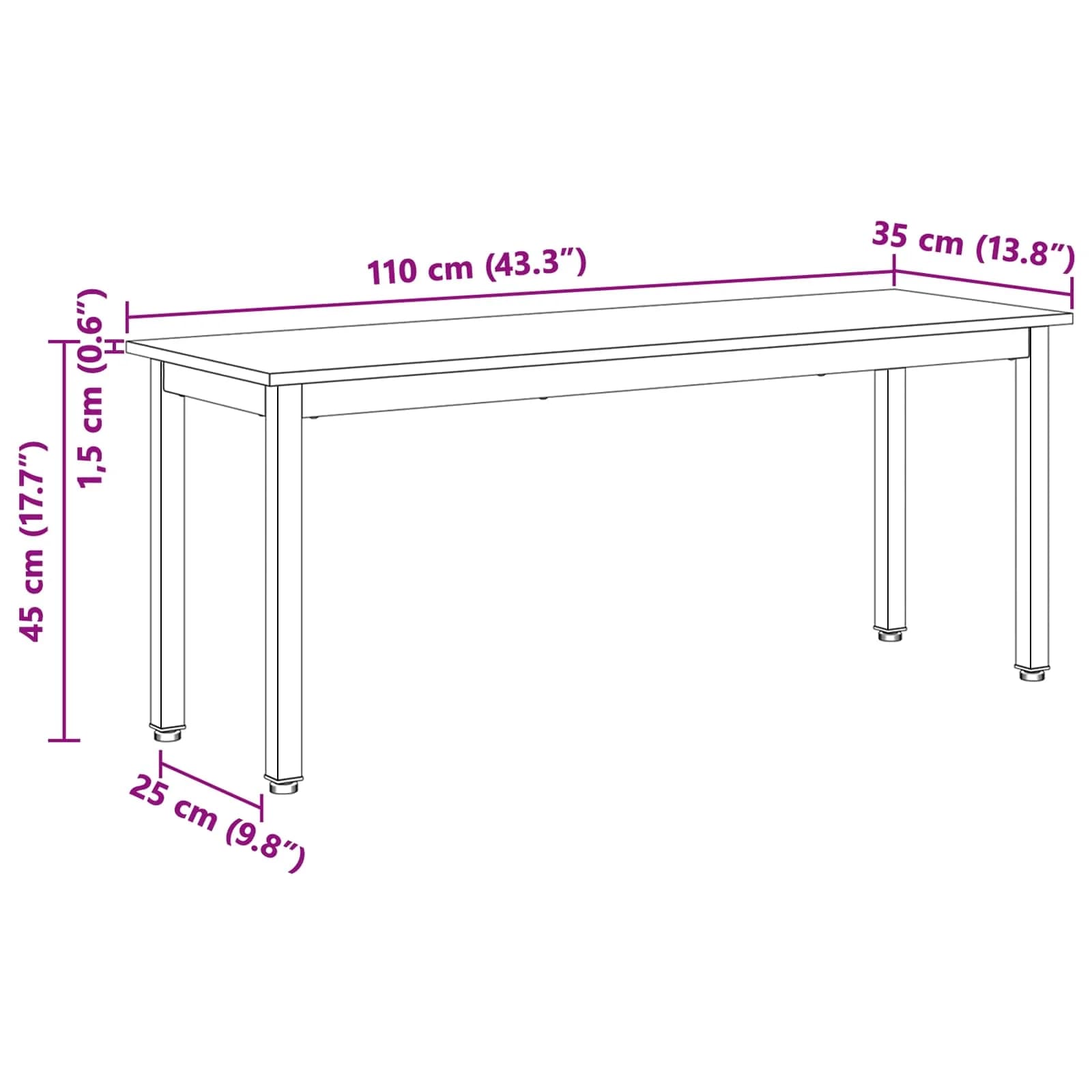 klop Bela 110 x 35 x 45 cm Masivno borovo les - slika 10
