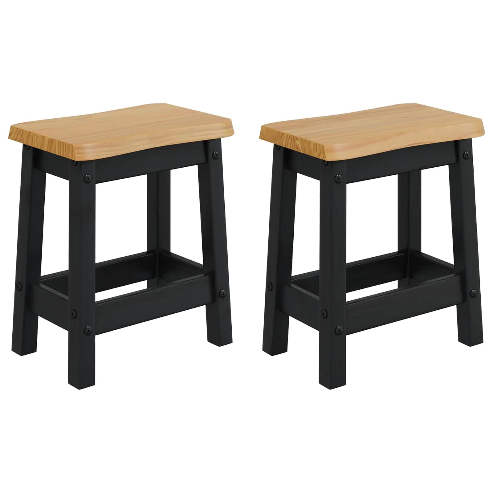 Barski stol EKAI 2 kos Črna 40 x 29 x 45,5 cm Trdna borovina - slika 2