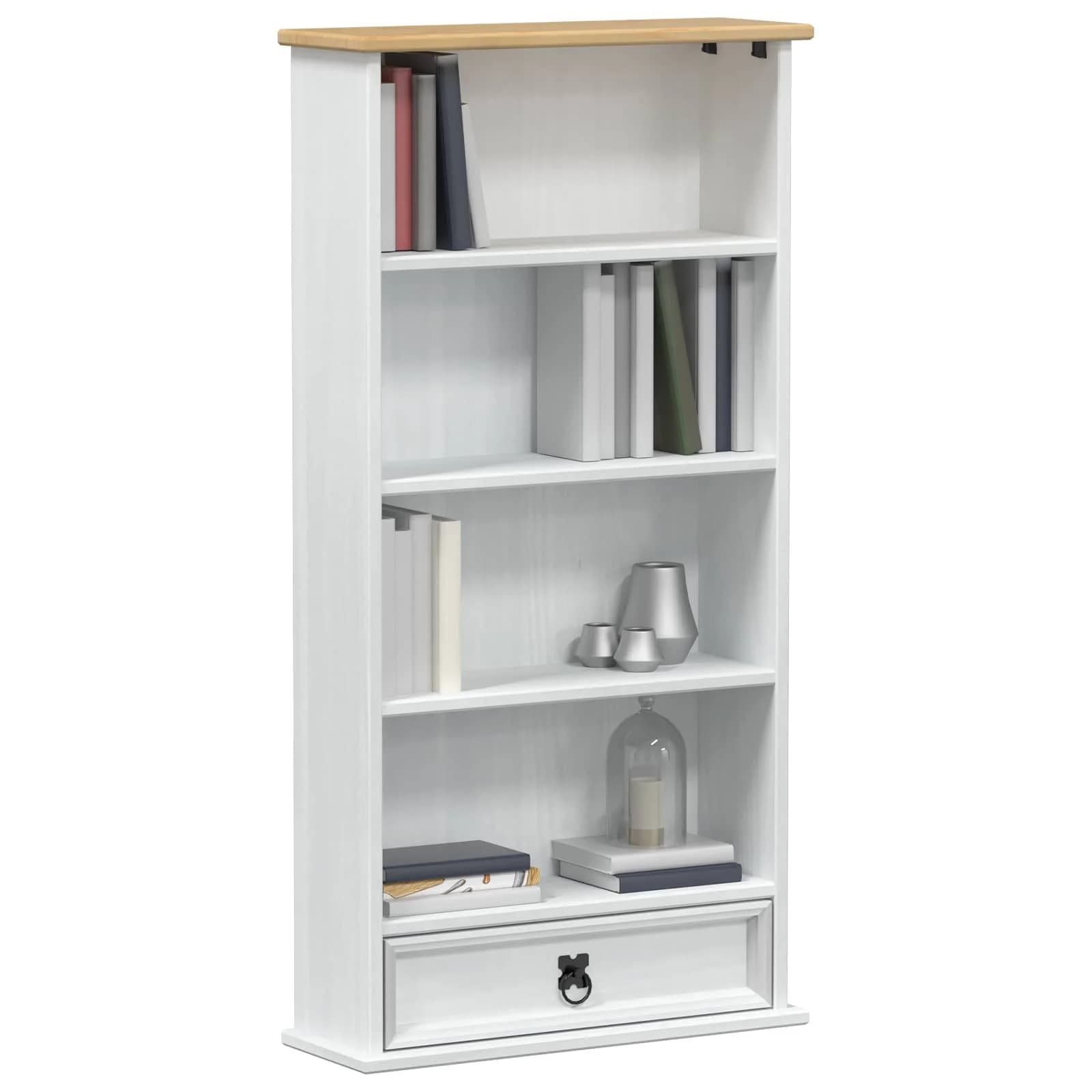 CD omara Bela 52 x 17.5 x 103 cm Masivno borovo les - slika 3