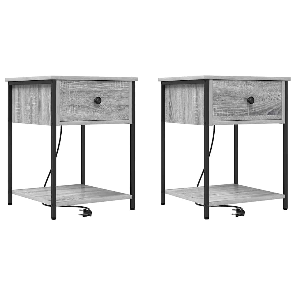Nočna omarica 2 kos Siva Sonoma 42 x 41 x 56 cm Inženirski les - slika 2