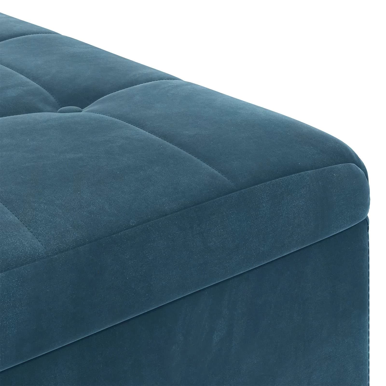 Shranjevalna tabureta z blazino Modra 80 x 80 x 45 cm Žamet - slika 7