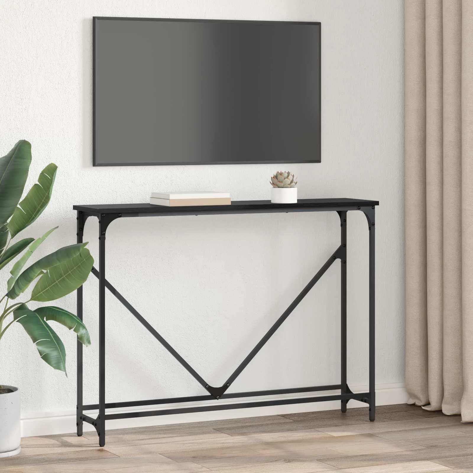 Konzolna miza Črna Orehovina 102 x 23 x 75 cm Inženirski les - slika 4