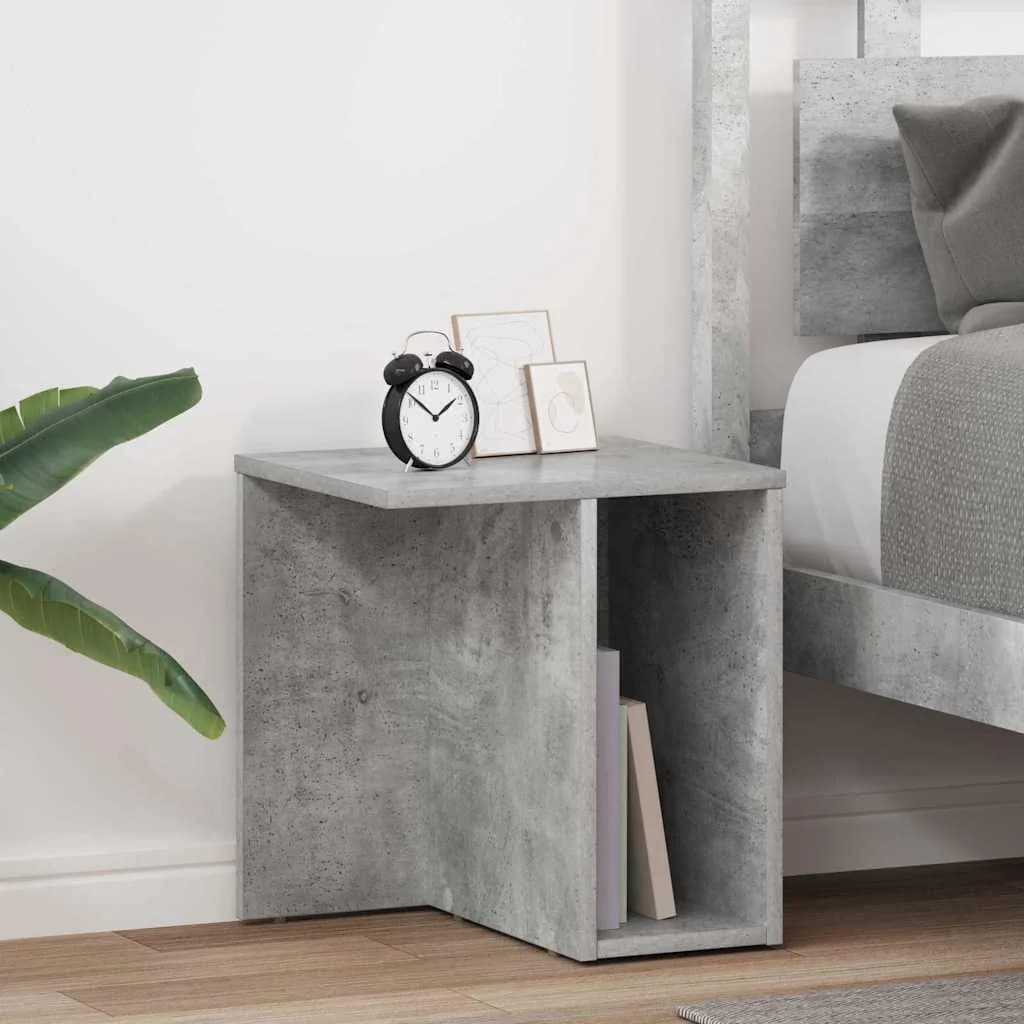 Stranska miza 2 kos Betonsko siva 37 x 32 x 40 cm