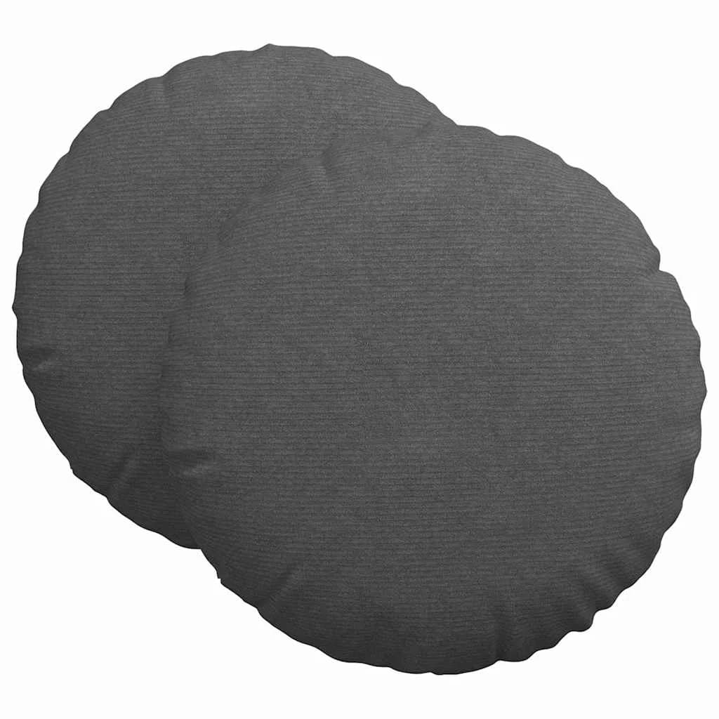 Sedežne blazine 2 kos Žametna tkanina Temno siva Ø 80 cm - slika 2
