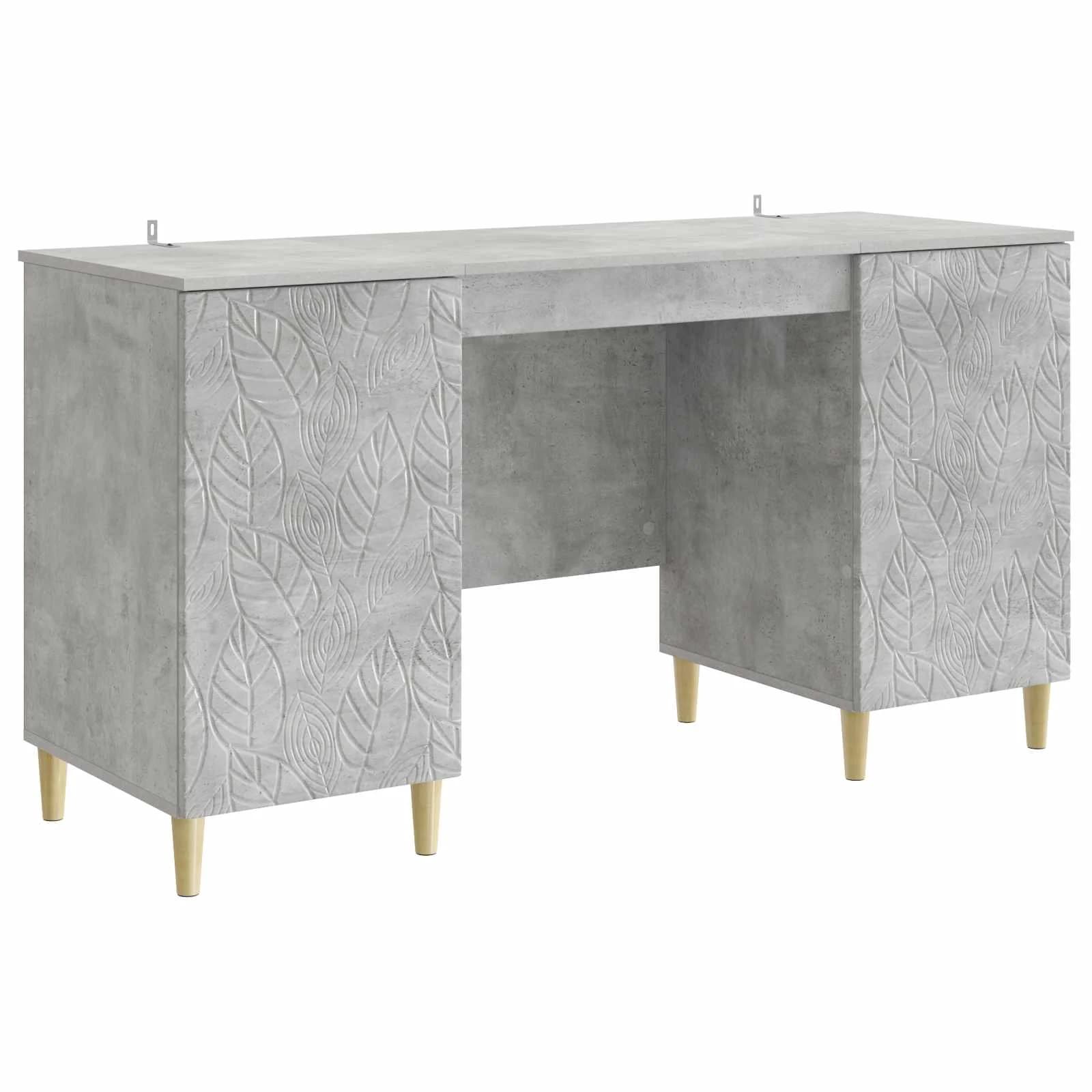 Miza Betonsko siva Inženirski les 142,5 x 50 x 75 cm - slika 2