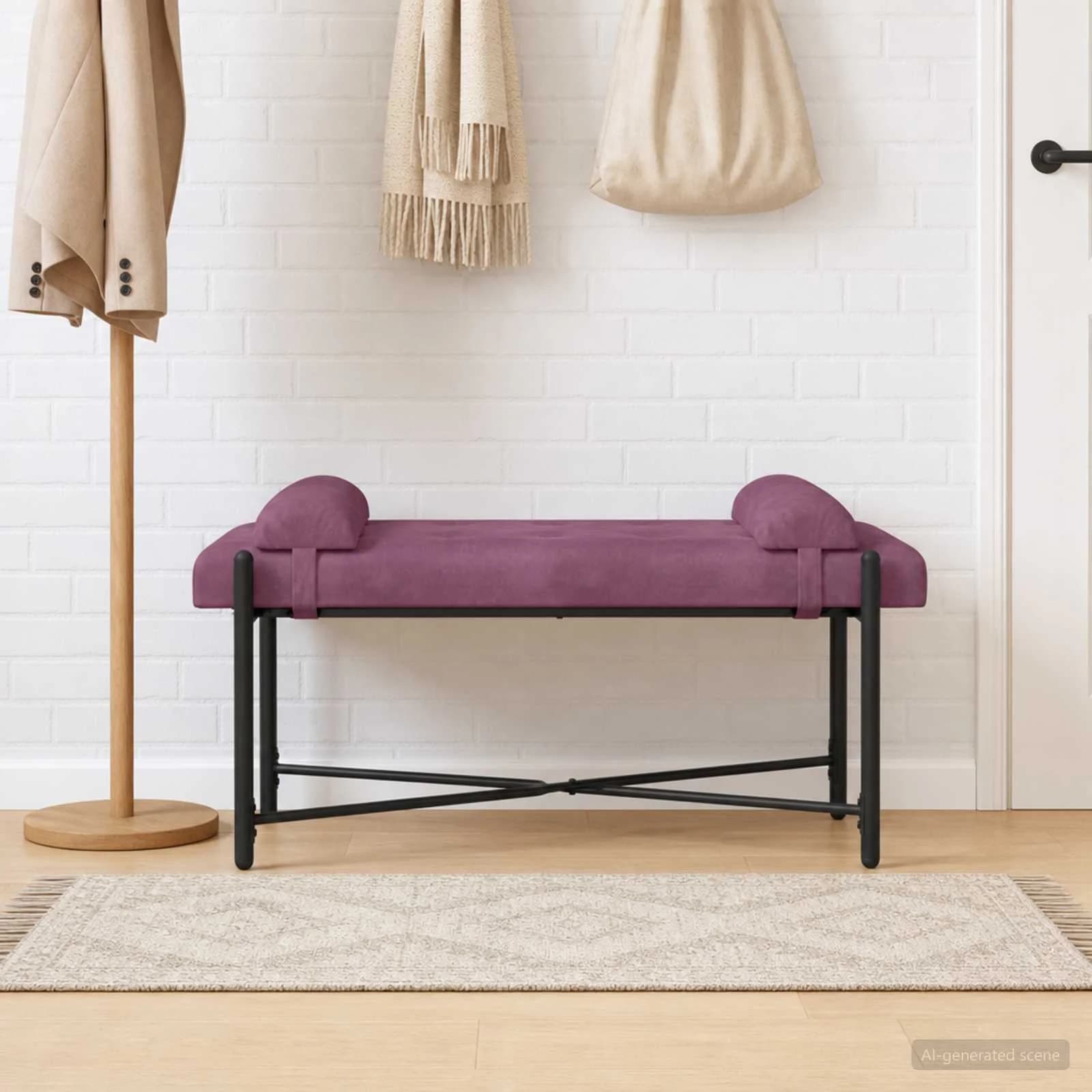 Klubska klop z gumbi in vzglavniki Vijolična 110 x 40 x 46 cm