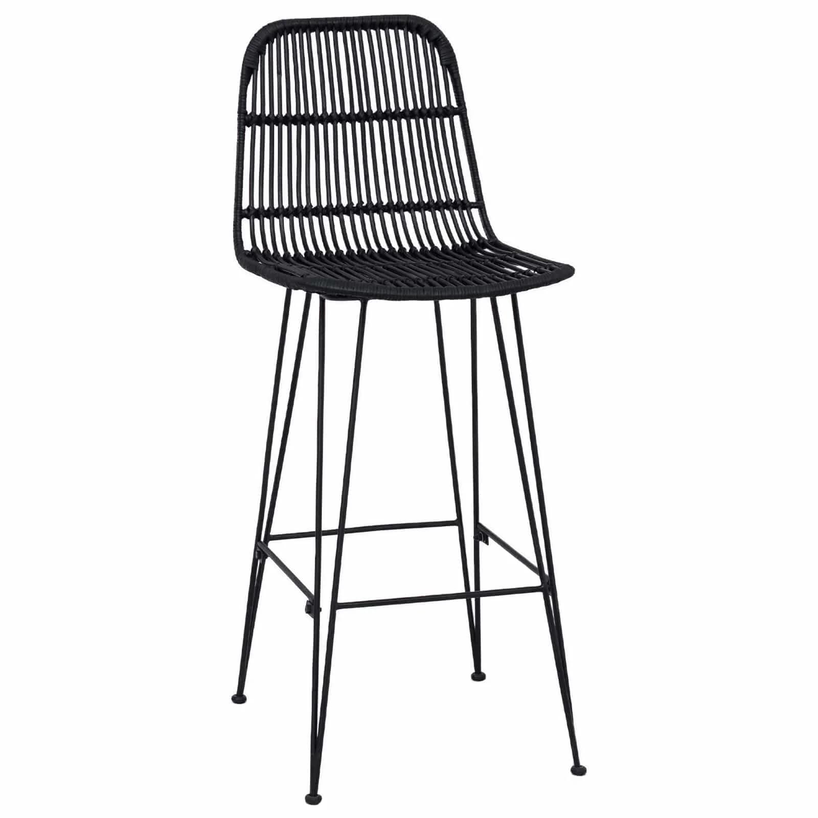 Barski stol 2 kos Črna 44 x 55 x 109 cm Rattan in jeklo - slika 4