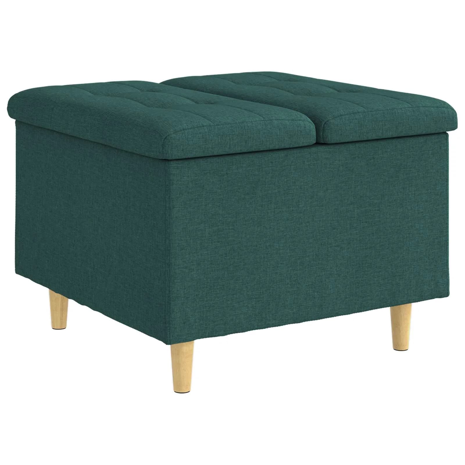 Shranjevalna tabureta Temno zelena 60 x 60 x 45 cm blago - slika 2