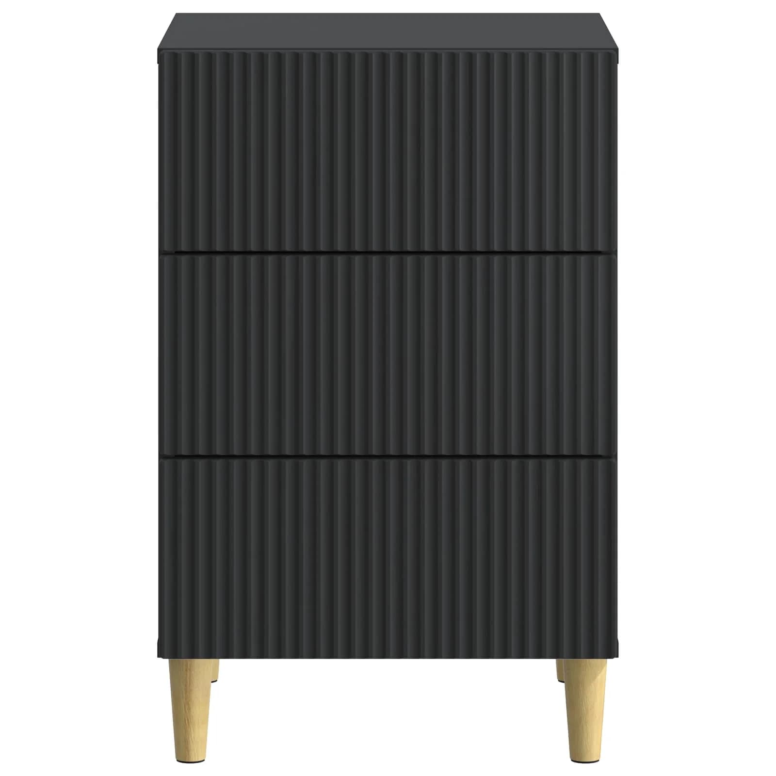 Nočna omarica s predalom Črna 43 x 41 x 66,5 cm Inženirski les - slika 5
