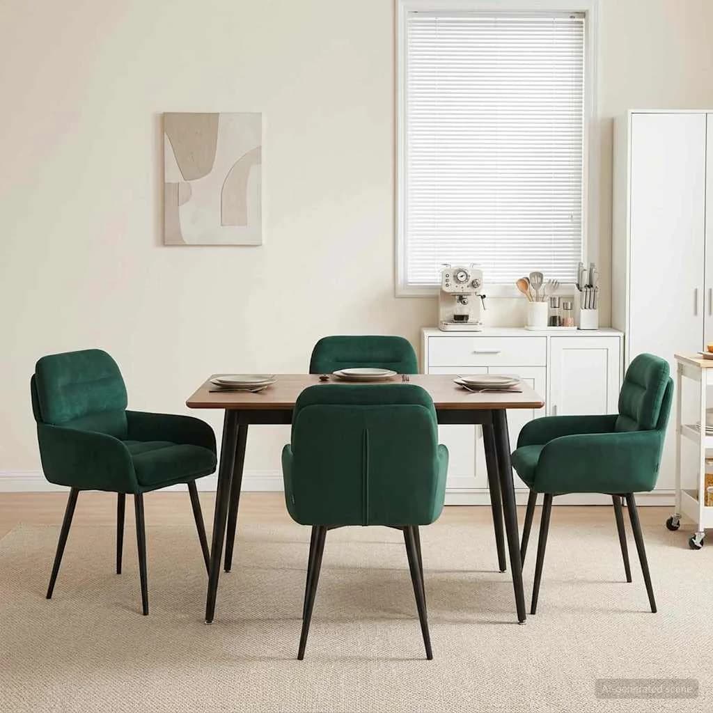 Jedilni stoli 4 kos Žamet Temno zelena 59 x 59,5 x 90 cm