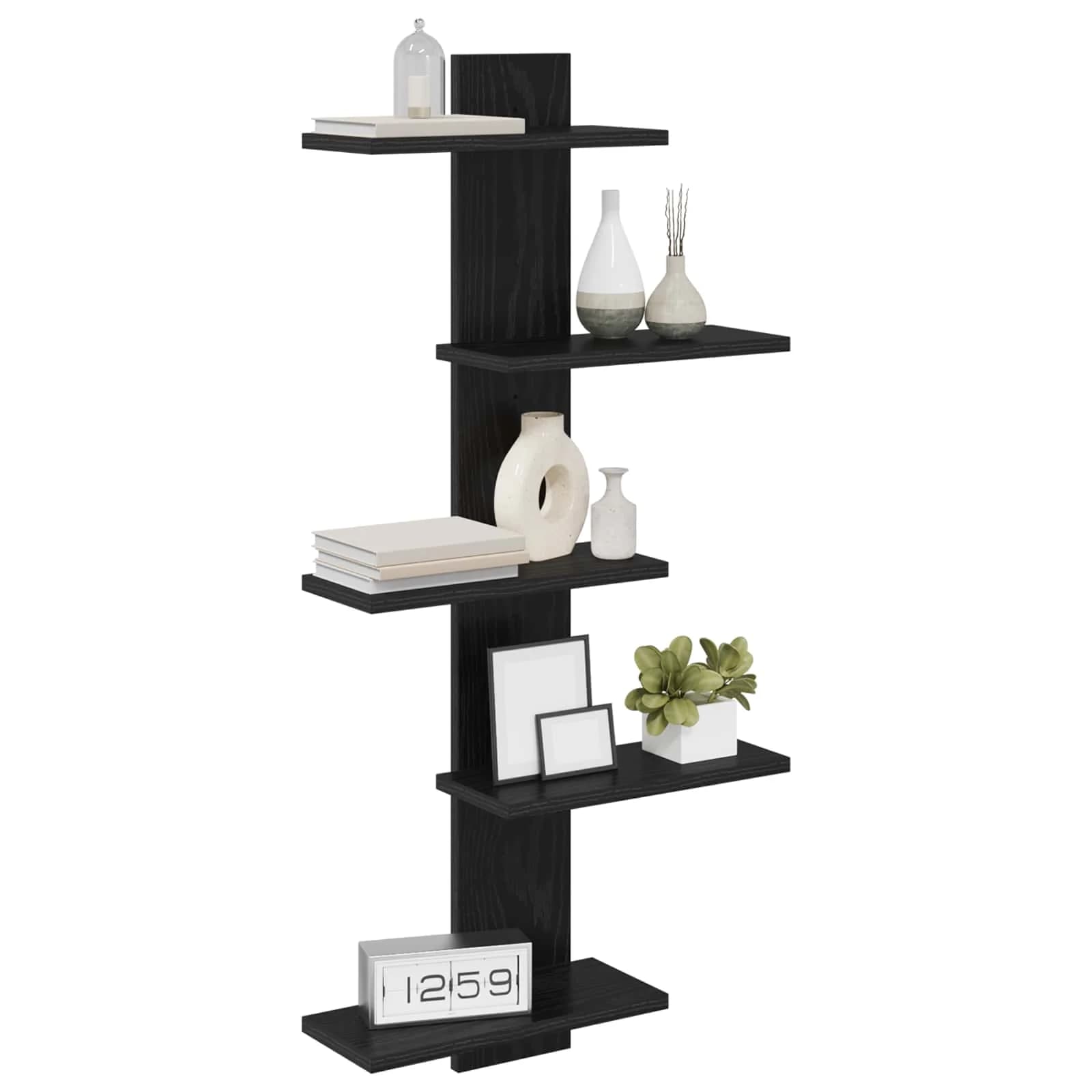 PrFloating Shelf Črni hrast 48,5 x 15 x 101 cm Inženirski les - slika 3