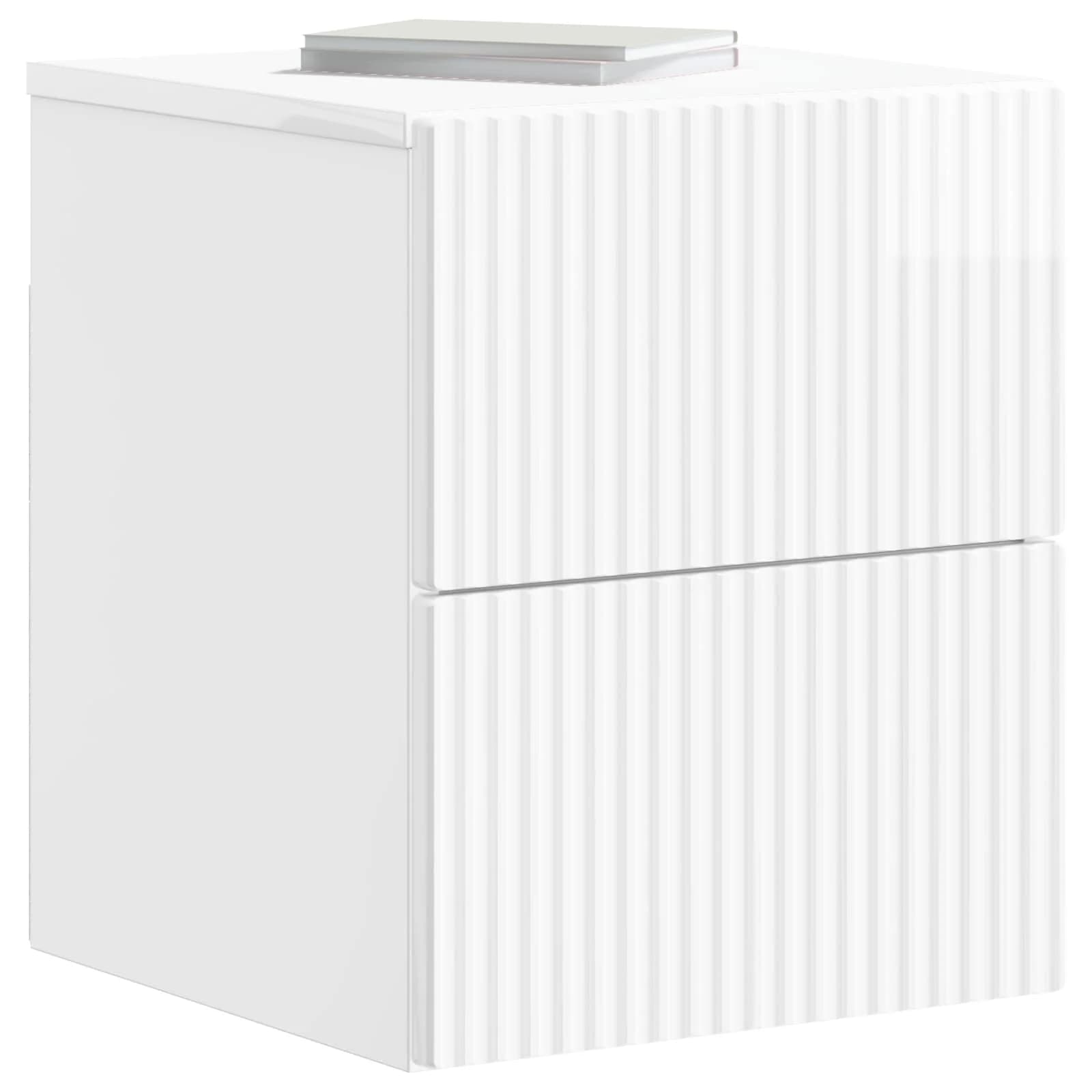Stenski nočni omarici 2 kos Bela visok sijaj 33 x 34,5 x 40 cm - slika 3