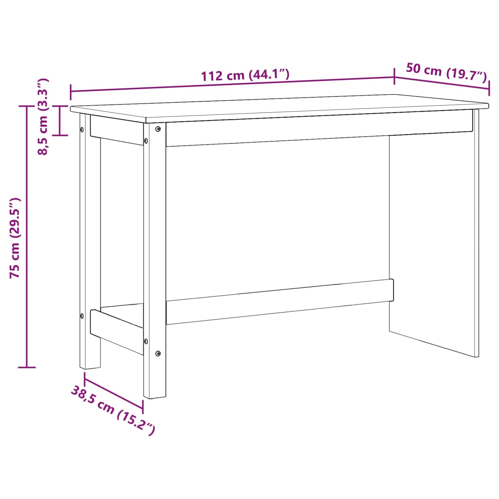 Miza Rjava 112 x 50 x 75 cm Masivno borovo les - slika 9