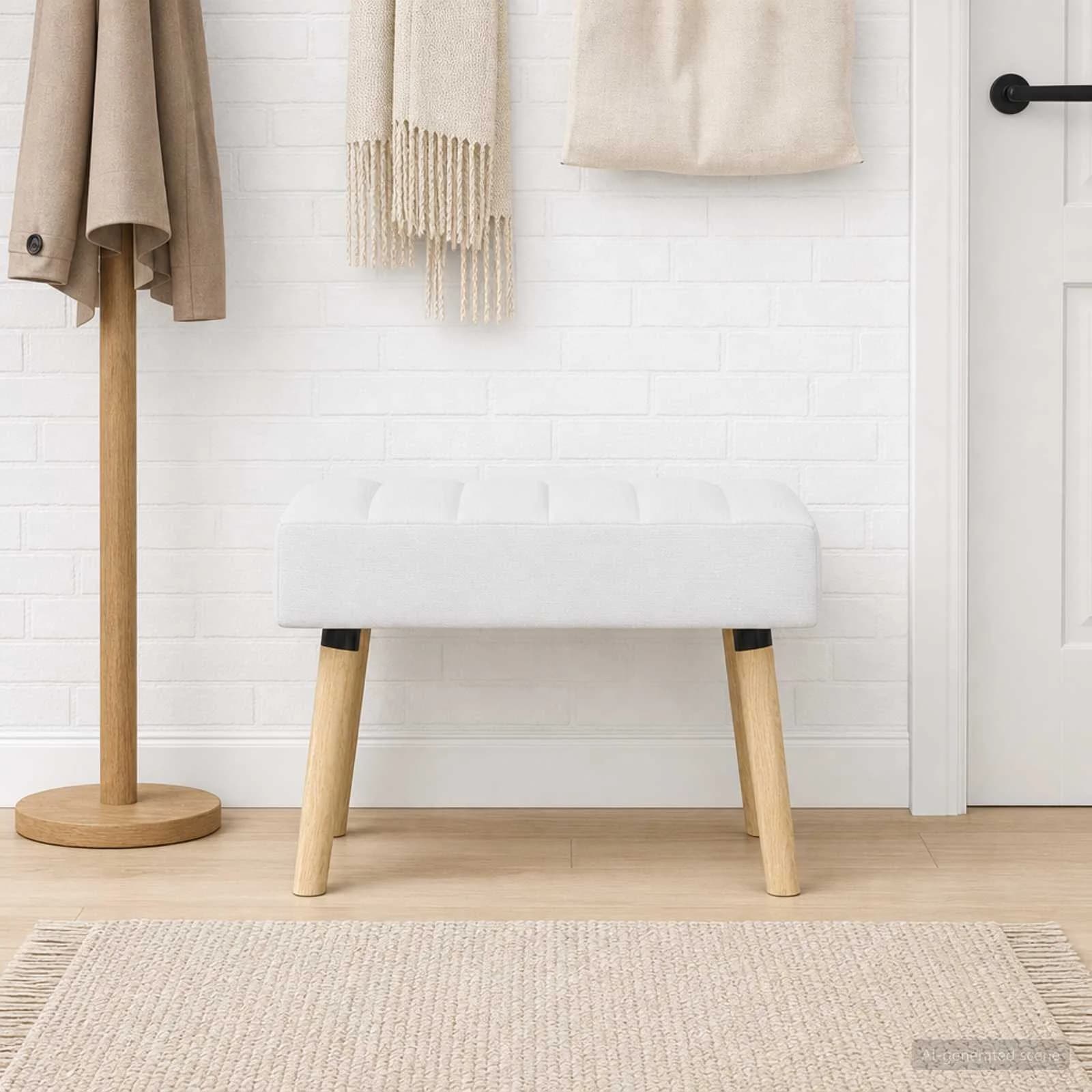 Bench z kanalnim oblazinjenjem Bela 60 x 40 x 45 cm Blago - slika 4