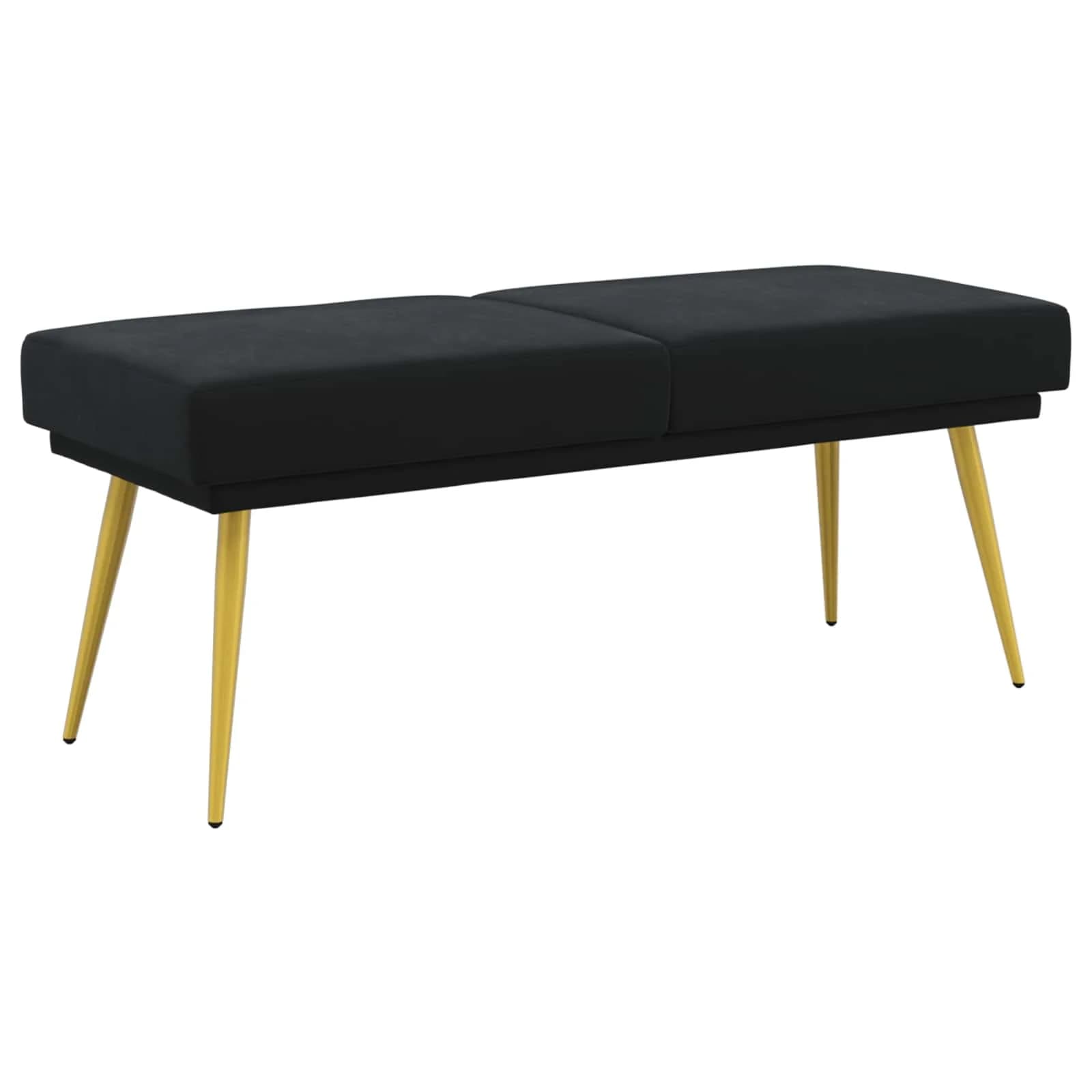 Dvojna klop Črna 120 x 45 x 46 cm Žamet - slika 2