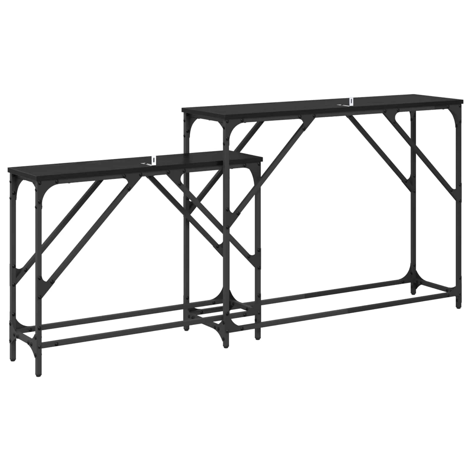 Konzolna miza 2 kos Črna Orehovina 100 x 28 x 75 cm - slika 7