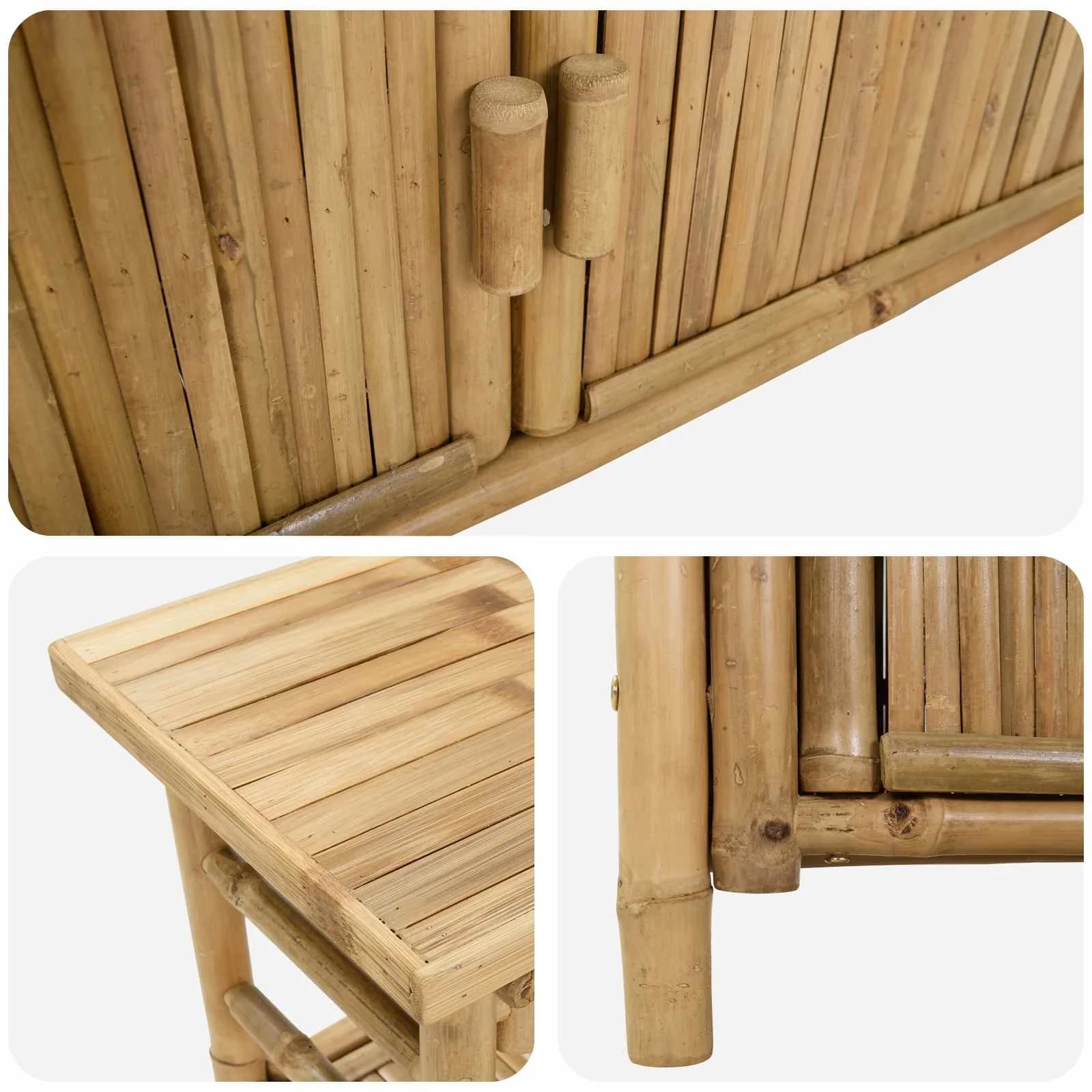 Konzolna miza s polico z vrati Naravna 80 x 35 x 75 cm Bambus - slika 7