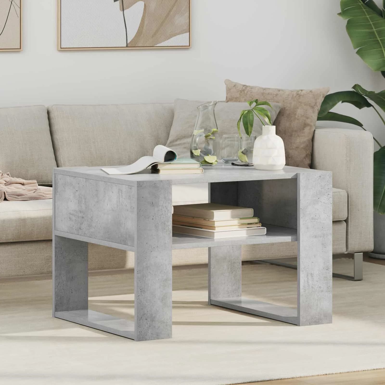 Klubska miza Betonsko siva 66 x 53 x 45 cm Inženirski les
