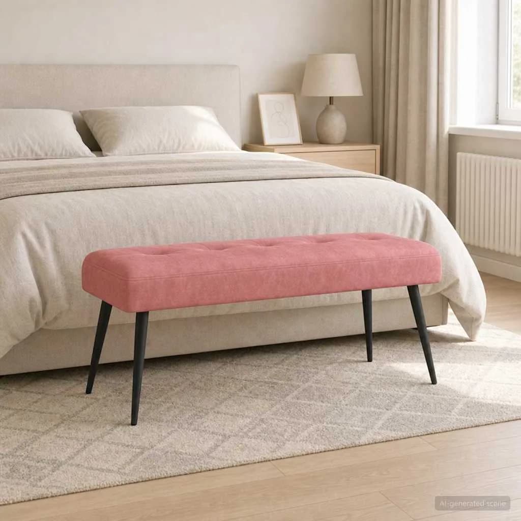 Klop s gumbnim oblazinjenjem Roza 110 x 40 x 46 cm Žamet - slika 3
