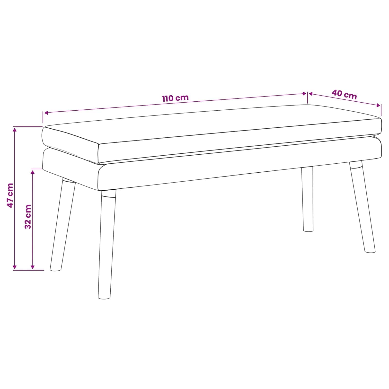 Dvojna klop Modra 110 x 40 x 47 cm Blago - slika 9
