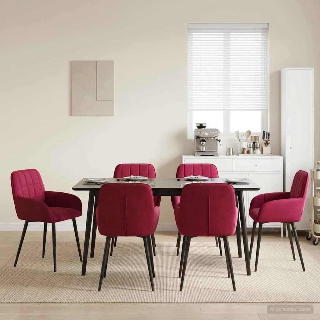 Jedilni stoli 6 kos Žamet Vinorodna rdeča 57 x 50 x 85 cm