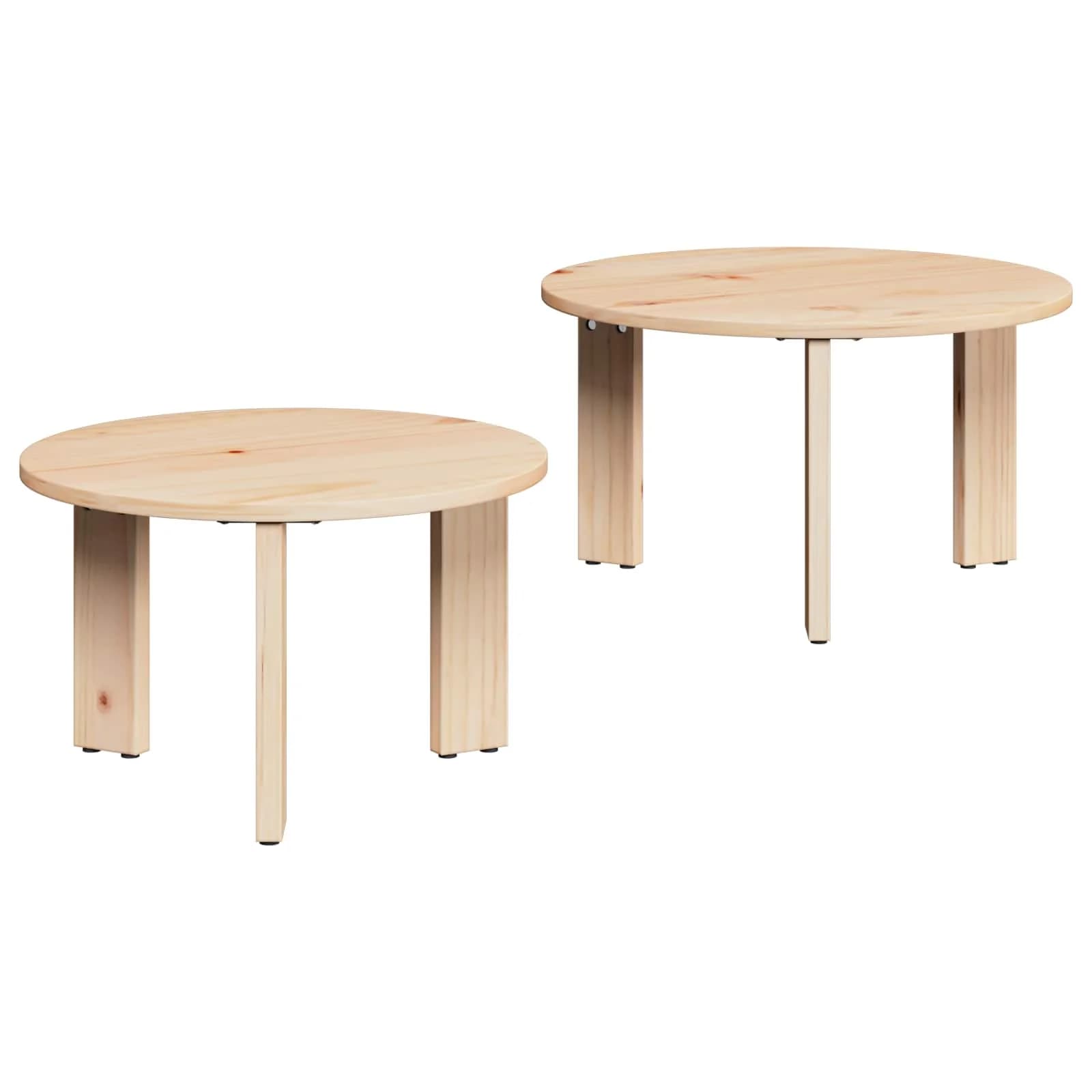 Klubska miza 2 kos Naravna 47,5 x 47,5 x 27 cm Trden borov les