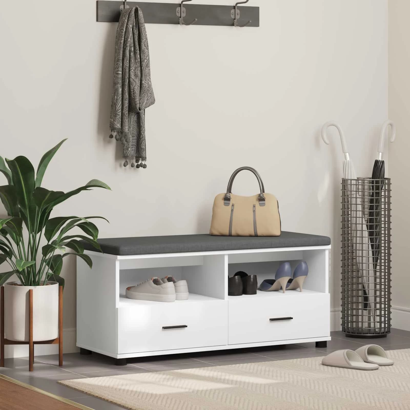 Haldna klop Bela 100 x 38 x 46 cm Oblikovan Les in Tkanina
