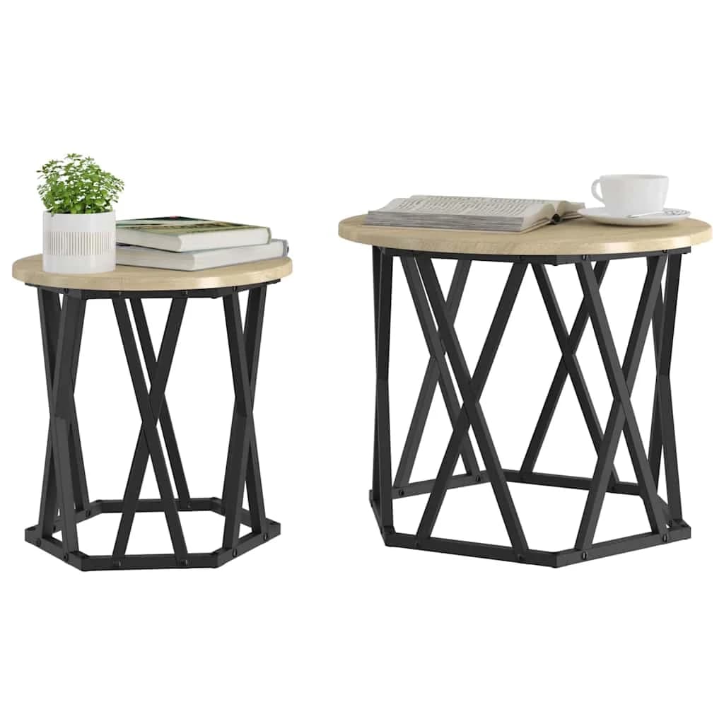 Stranska miza 2 kos Sonoma hrast 50 x 50 x 40 cm - slika 3
