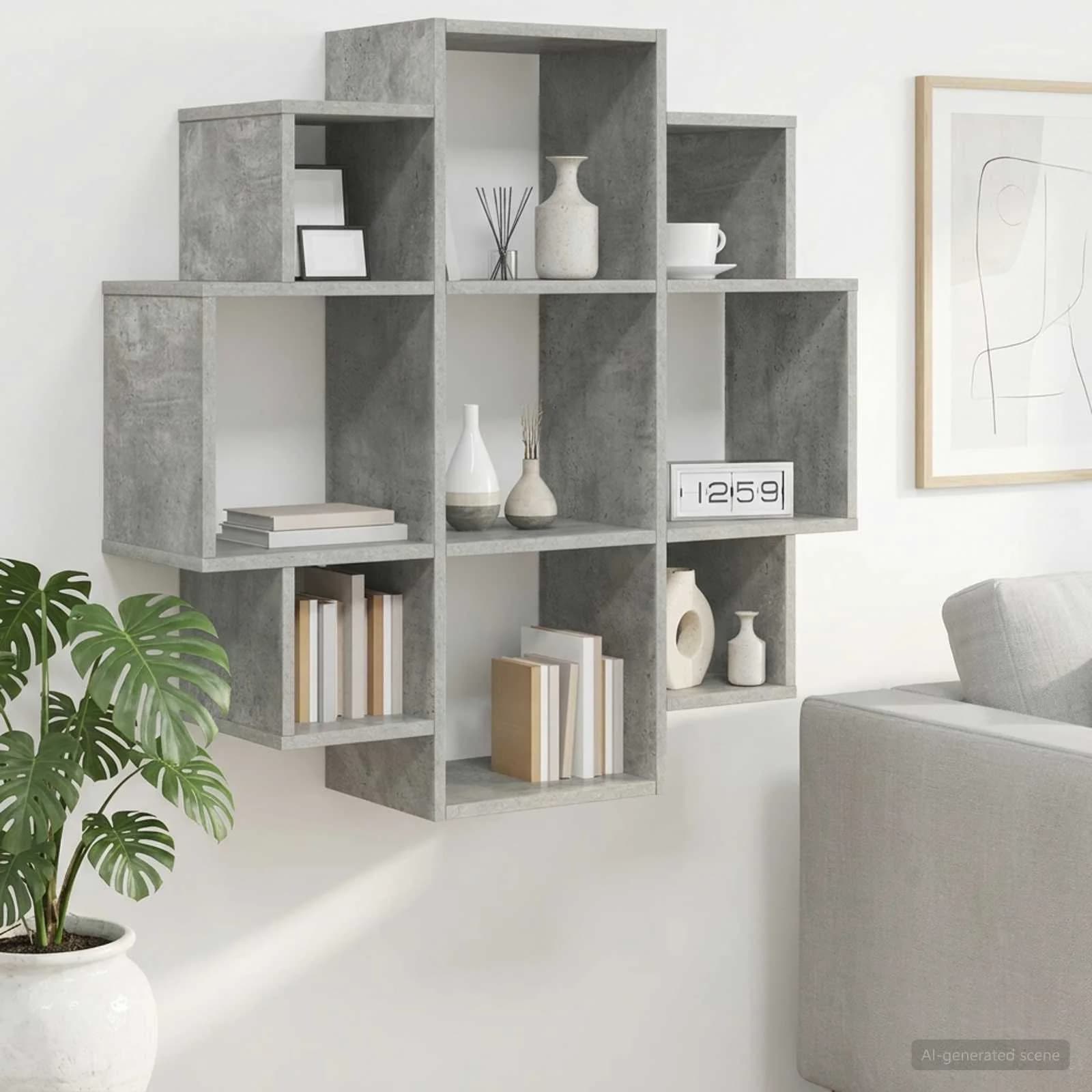 Stenska polica Betonsko siva 90 x 25 x 90 cm Inženirski les