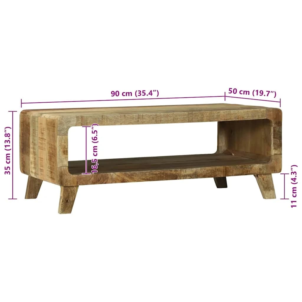 Klubska miza Rjava 90 x 50 x 35 cm Masiven les manga - slika 10