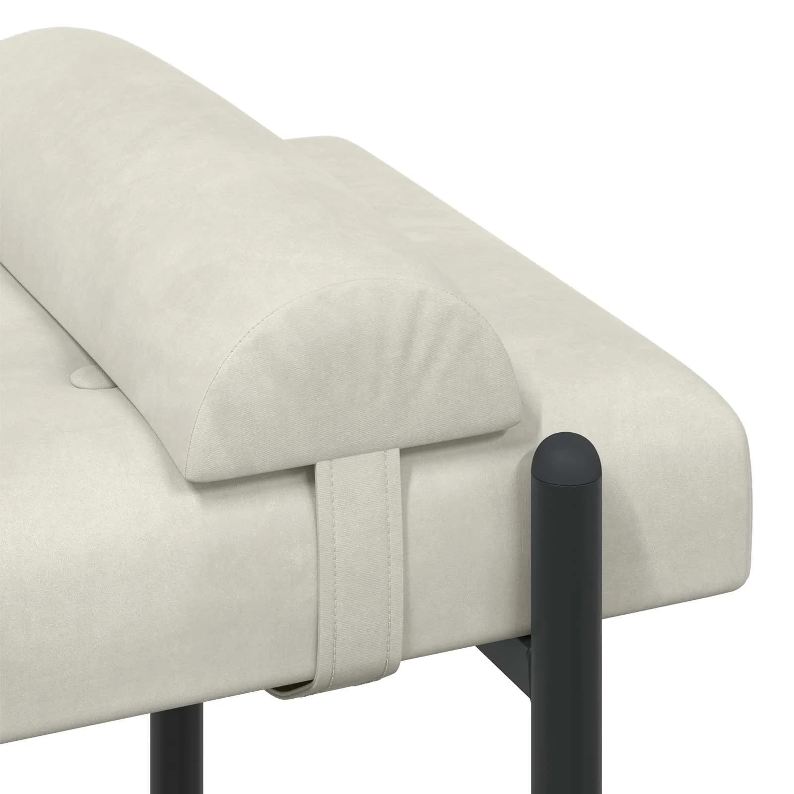 Klubska klop z gumbi in vzglavniki Krem 110 x 40 x 46 cm Žamet - slika 8